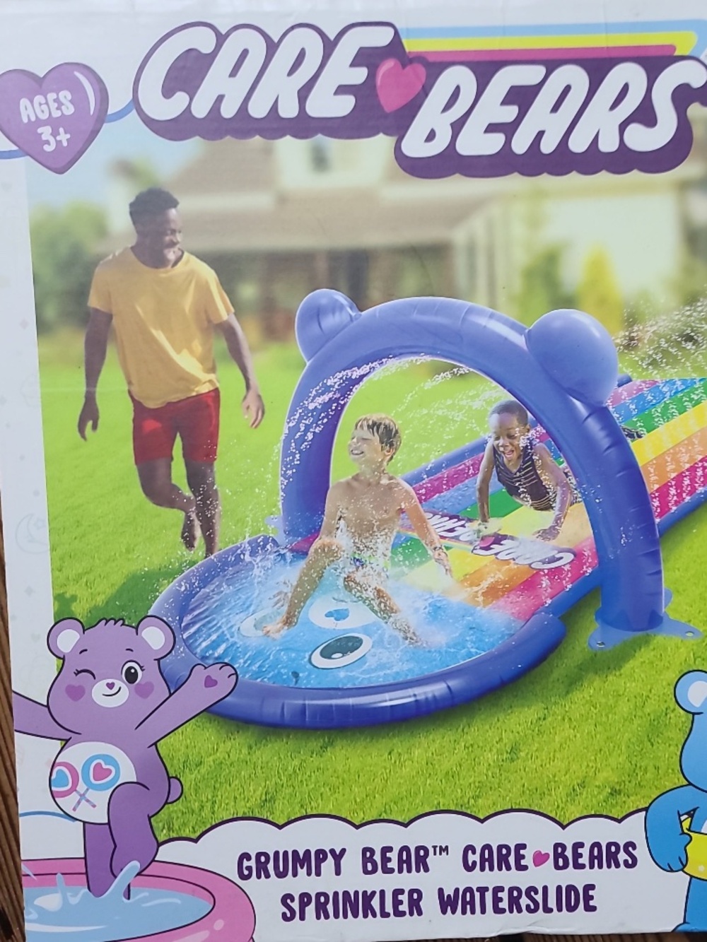 Care Bears Sprinkler Dual Lane Water Slide Summer Outdoor Toy Kids New!!